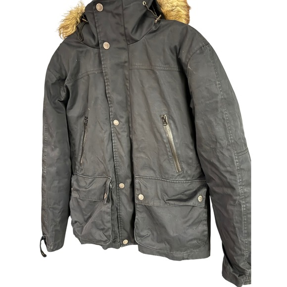 Helstons Black Heavyweight Parka Motorcycle Jacket with Faux Fur Trim Hood - Picture 5 of 13